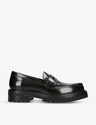 Shop Off-white C/o Virgil Abloh Women's Black Combat Leather Loafers