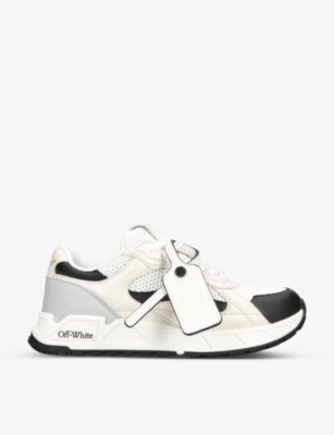 Off-white Mens White/blk Kick Off Tag-embellished Leather Low-top Trainers Eur 40 / 7 Uk In White/blk