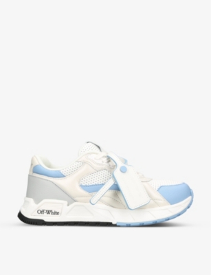 OFF-WHITE OFF-WHITE C/O VIRGIL ABLOH WOMEN'S WHITE/OTH KICK OFF TAG-EMBELLISHED LEATHER LOW-TOP TRAINERS