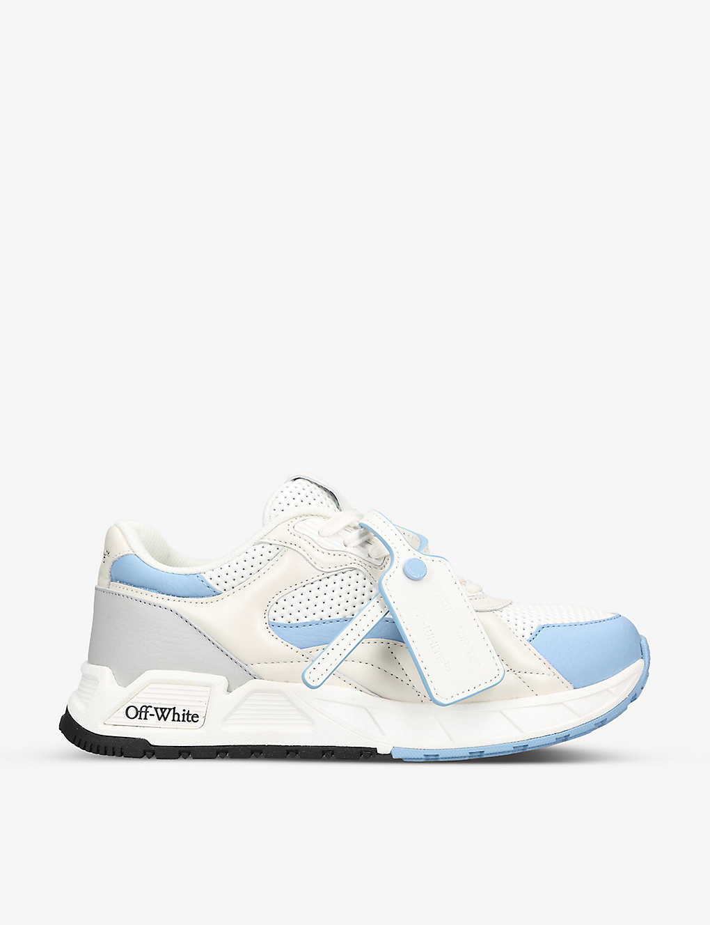 Shop Off-white C/o Virgil Abloh Women's White/oth Kick Off Tag-embellished Leather Low-top Trainers