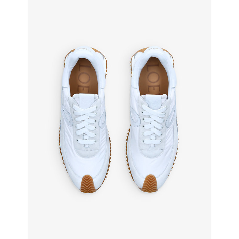 Shop Loewe Flow Runner Anagram-motif Suede And Nylon Low-top Trainers In White