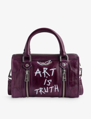 Zadig&Voltaire Graffiti-Print Leather Crossbody Bag