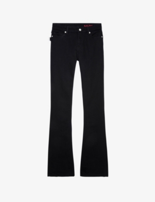 Zadig & Voltaire Zadig&voltaire Womens Noir Eclipse Flared-leg Mid-rise Stretch Organic-cotton Jeans