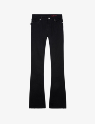 Zadig & Voltaire Womens Noir Eclipse Flared-leg Mid-rise Stretch Organic-cotton Jeans In Black