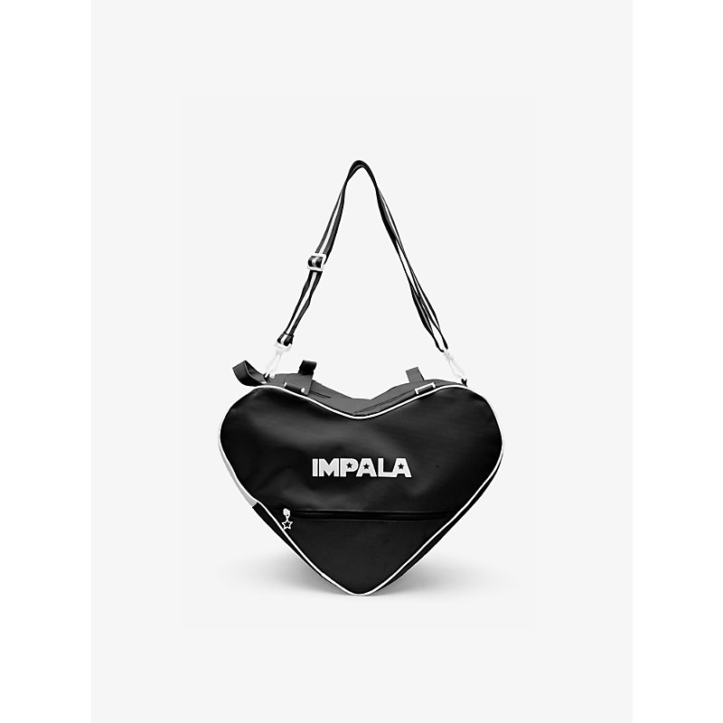 Impala Skate Girls Black Kids Heart-shaped Logo-print Recycled-polyester Cross-body Bag