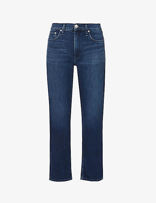 RAG & BONE: Wren faded-wash mid-rise flared-leg stretch-denim jeans