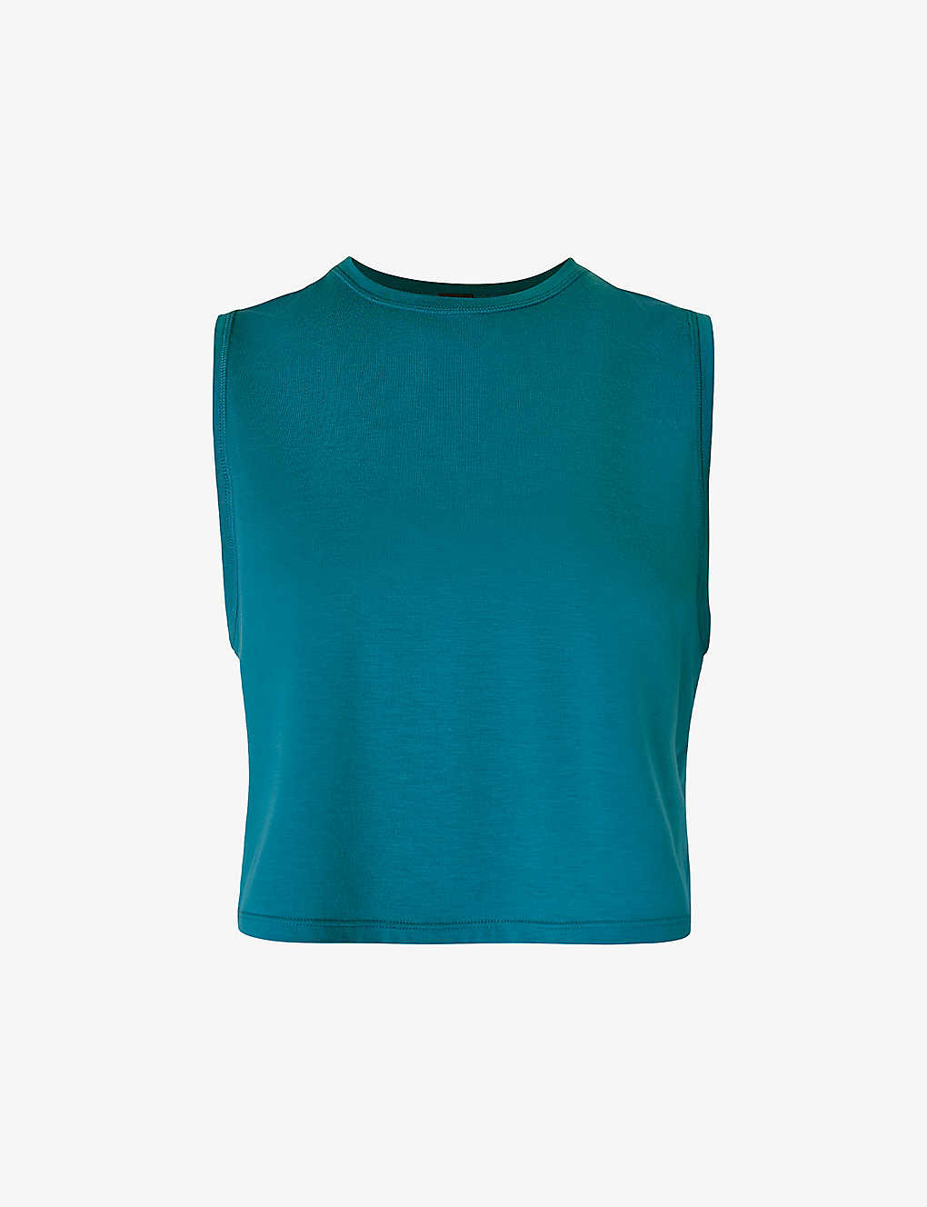 Sweaty Betty Breathe Easy Logo-brand Cropped Stretch Recycled-polyester Tank Top In Cabin Blue