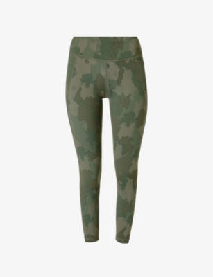 Shop Sweaty Betty Women's Green Painted Camo Power 7/8 Camouflage-print Stretch-woven Leggings
