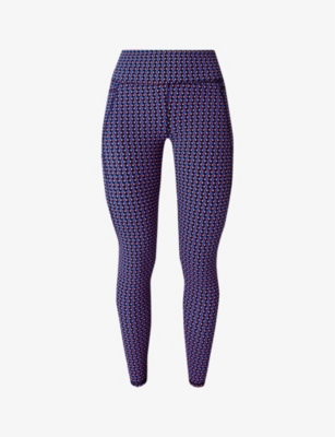 Sweaty Betty Zero Gravity 7/8 Running Leggings, Blue Weave Print