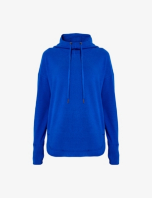 SWEATY BETTY SWEATY BETTY WOMENS LIGHTNING BLUE ESCAPE LUXE STRETCH-JERSEY FLEECE HOODY