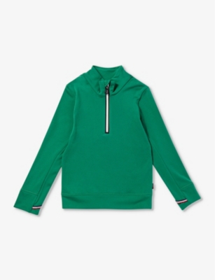 Moncler Boys Medium Green Kids Grenoble Turtleneck Stretch-woven Sweatshirt 6-14 Years