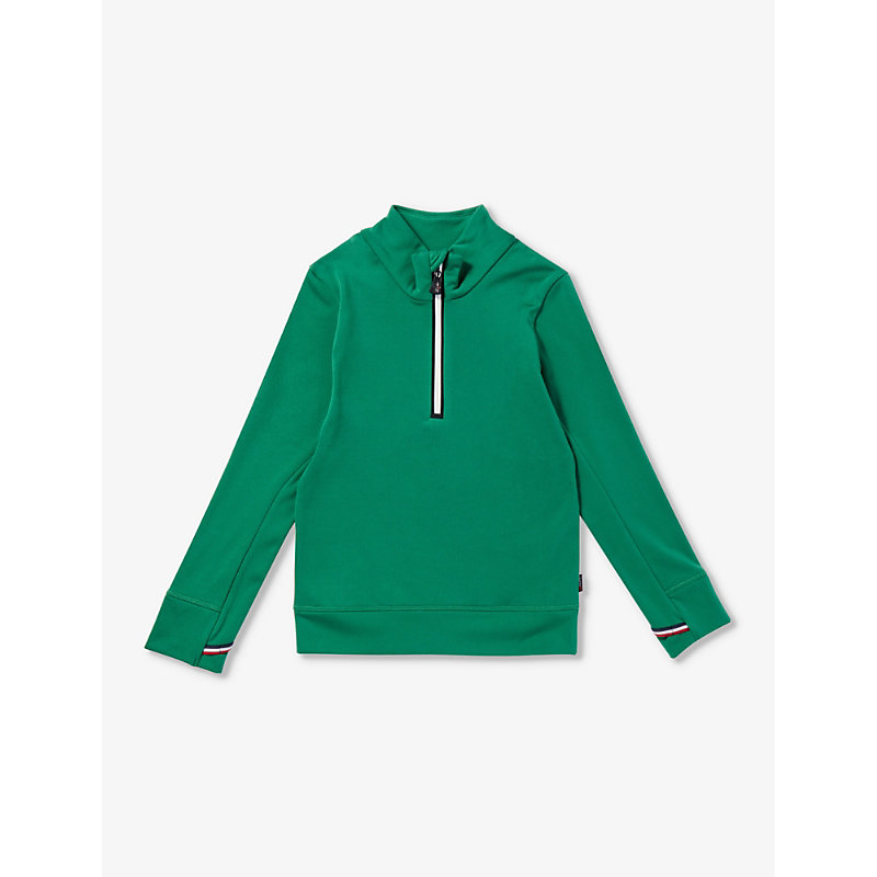 Moncler Boys Medium Green Kids Grenoble Turtleneck Stretch-woven Sweatshirt 6-14 Years