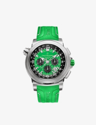 Carl F Bucherer Mens Green 00.10620.08.93.02 Patravi Traveltec Gmt Four Seasons Stainless-steel And