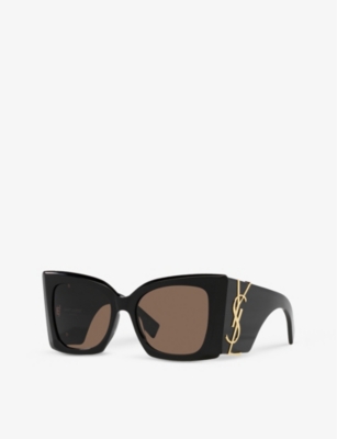 Shop Saint Laurent Women's M119 Blaze Rectangle-frame Acetate Sunglasses