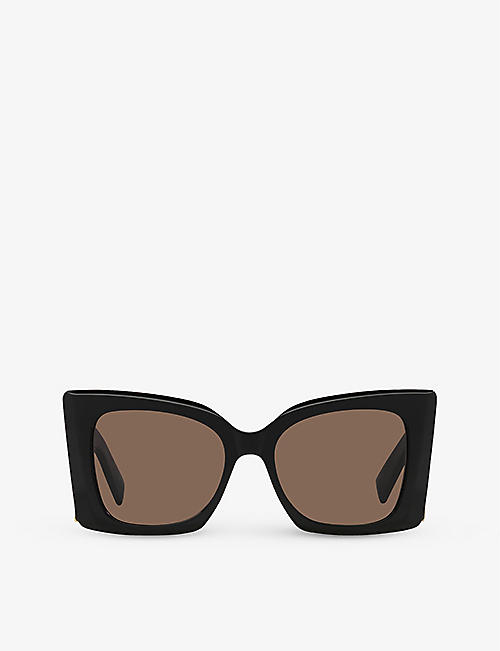 SAINT LAURENT: M119 Blaze rectangle-frame acetate sunglasses