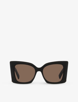 Saint Laurent Womens M119 Blaze Rectangle-frame Acetate Sunglasses