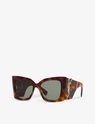 Saint Laurent Womens M119 Blaze Rectangle-frame Acetate Sunglasses