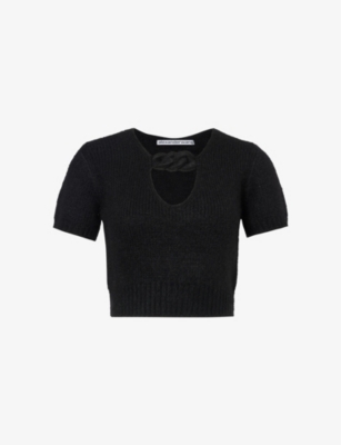 Alexander Wang Rope-detail Cropped Knitted Top In Black