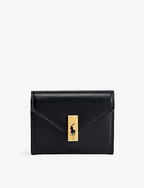 POLO RALPH LAUREN: Logo-plaque small leather wallet