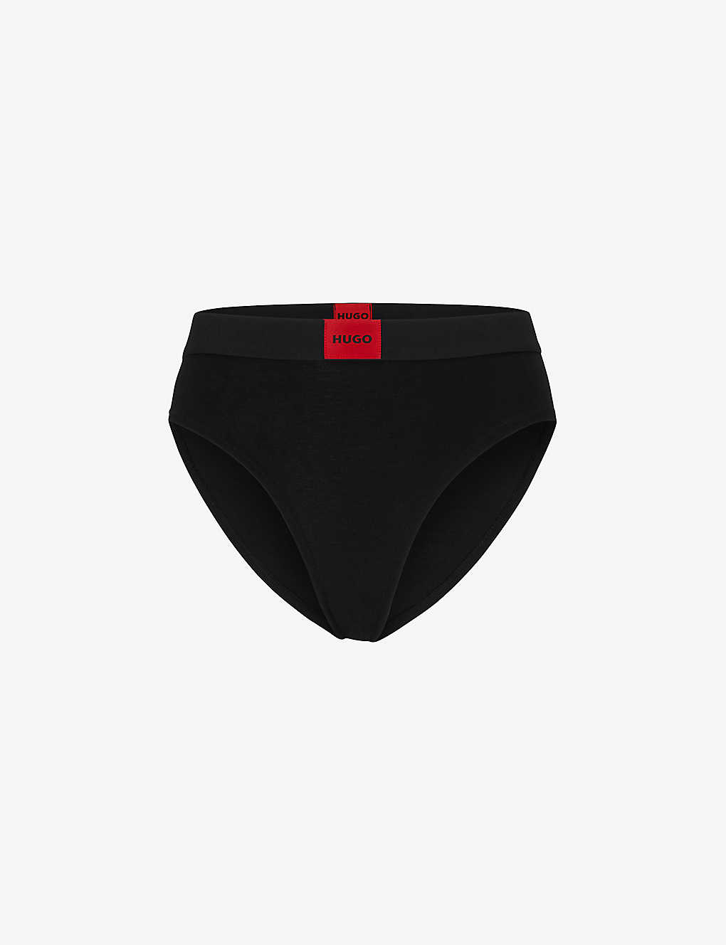 Hugo Stretch-cotton Briefs With Red Logo Label In Black