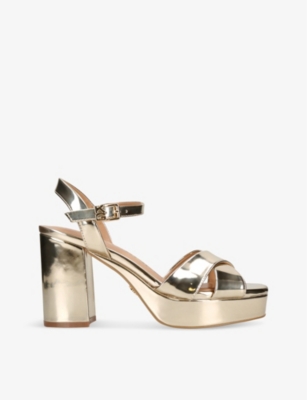 KG KURT GEIGER: Fenix cross-strap heeled faux-leather sandals