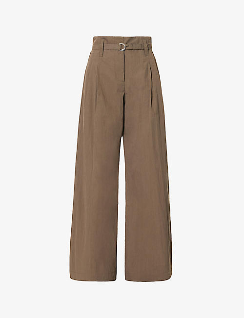 PROENZA SCHOULER WHITE LABEL: Technical relaxed-fit wide-leg high-rise cotton-blend trousers