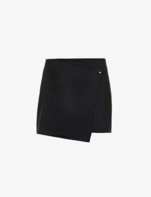 PROENZA SCHOULER WHITE LABEL: Melton wrap-around wool-blend mini skirt