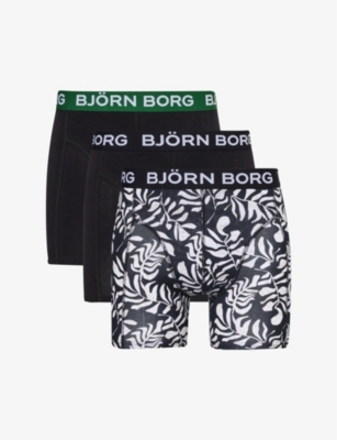Bjorn Borg Mens Mix Branded-waistband Mid-rise Pack Of Three Stretch-cotton Boxers