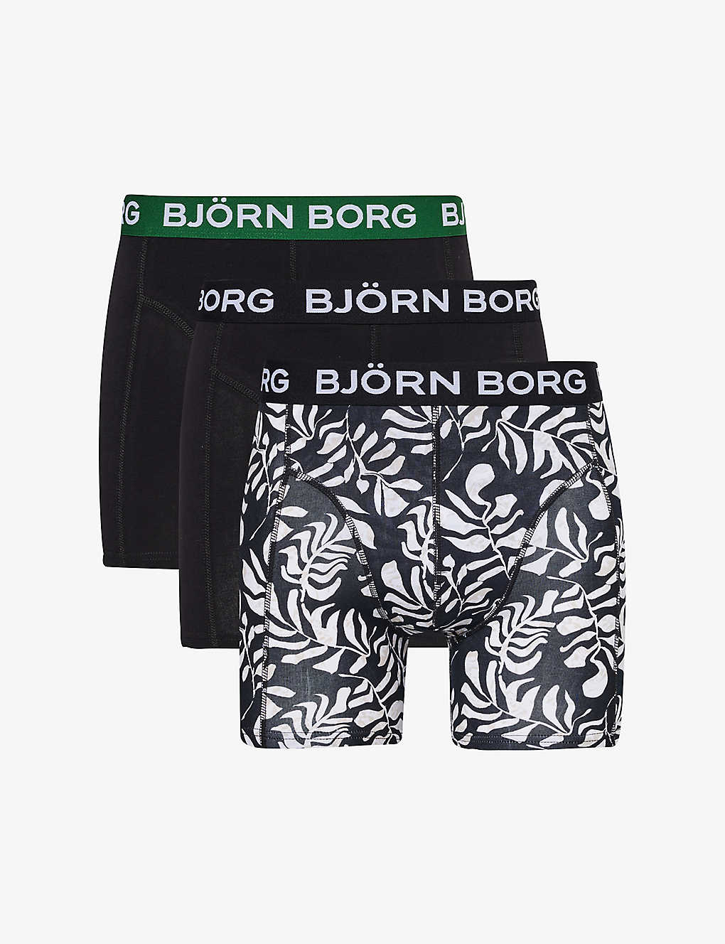 Bjorn Borg Mens Mix Branded-waistband Mid-rise Pack Of Three Stretch-cotton Boxers