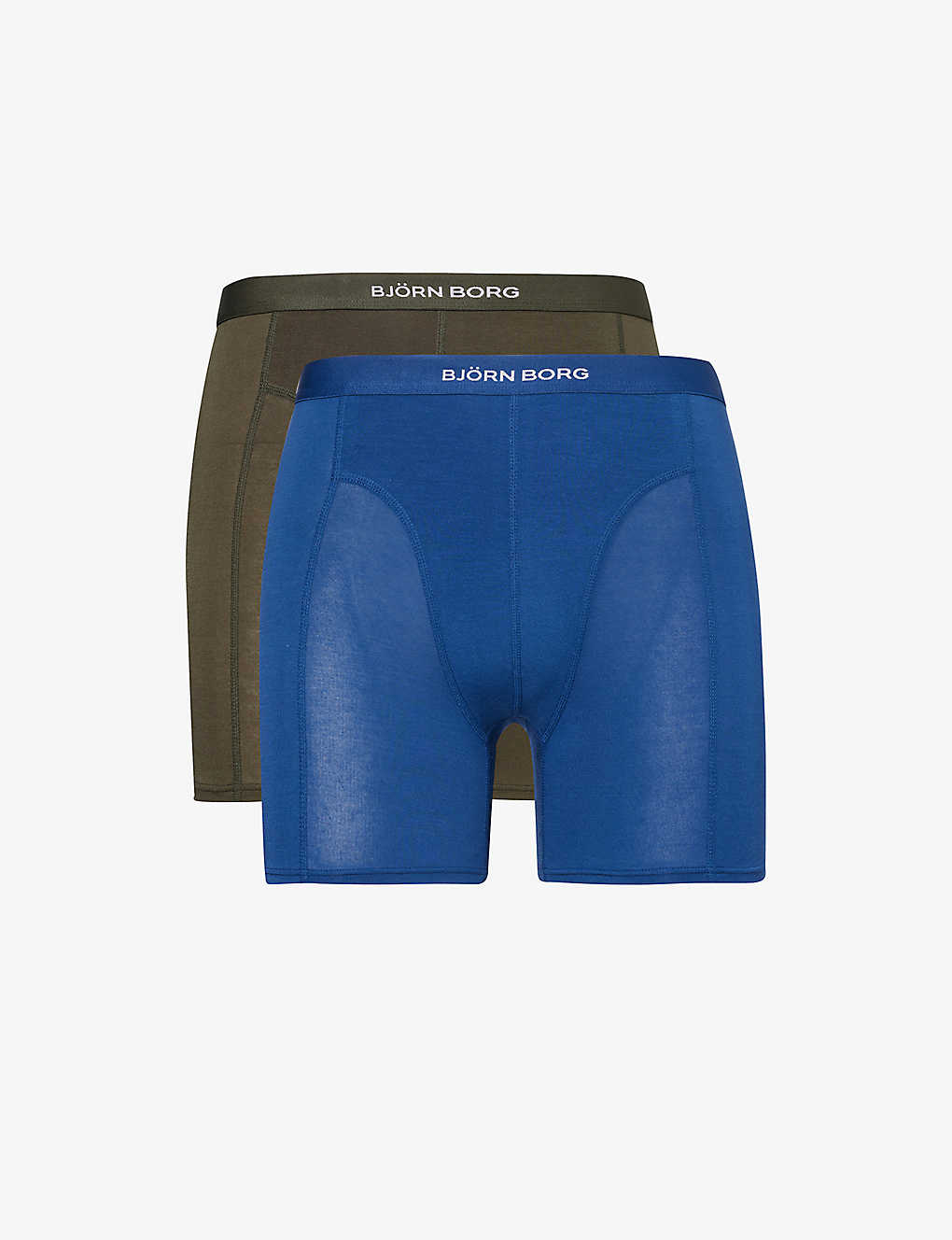 Bjorn Borg Mens Blue Branded-waistband Mid-rise Pack Of Two Stretch-jersey Boxers