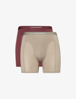 BJORN BORG: Branded-waistband mid-rise pack of two stretch-jersey boxers
