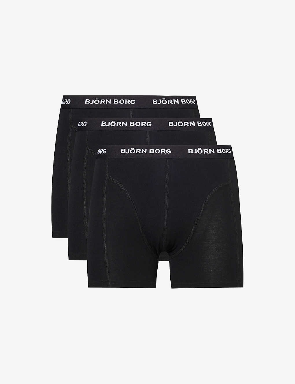 Bjorn Borg Mens Multi Branded-waistband Mid-rise Pack Of Three Stretch-cotton Boxers In Multi-coloured