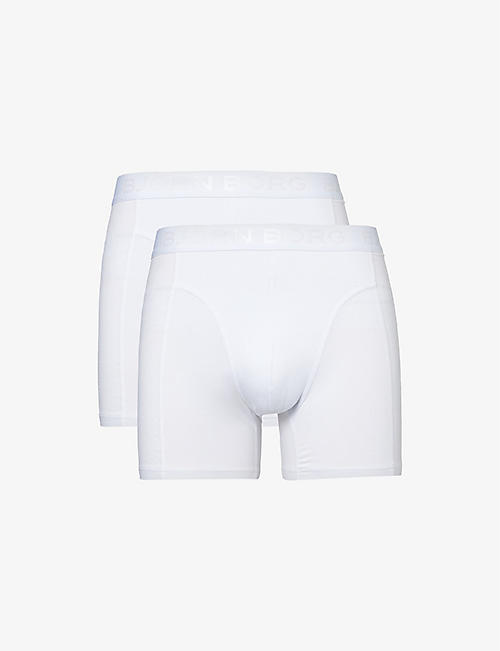 BJORN BORG: Branded-waistband mid-rise pack of two stretch-cotton boxers