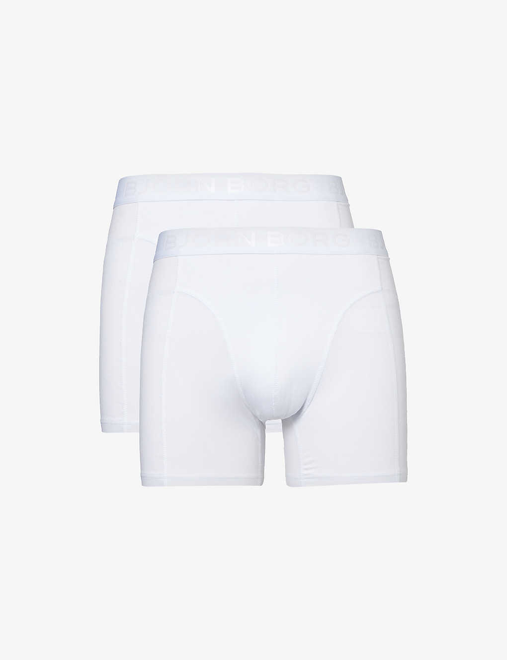 Bjorn Borg Mens White Branded-waistband Mid-rise Pack Of Two Stretch-cotton Boxers