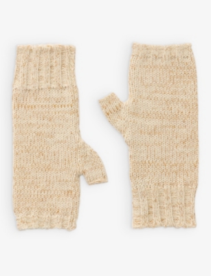SOEUR Winter knitted linenblend fingerless gloves