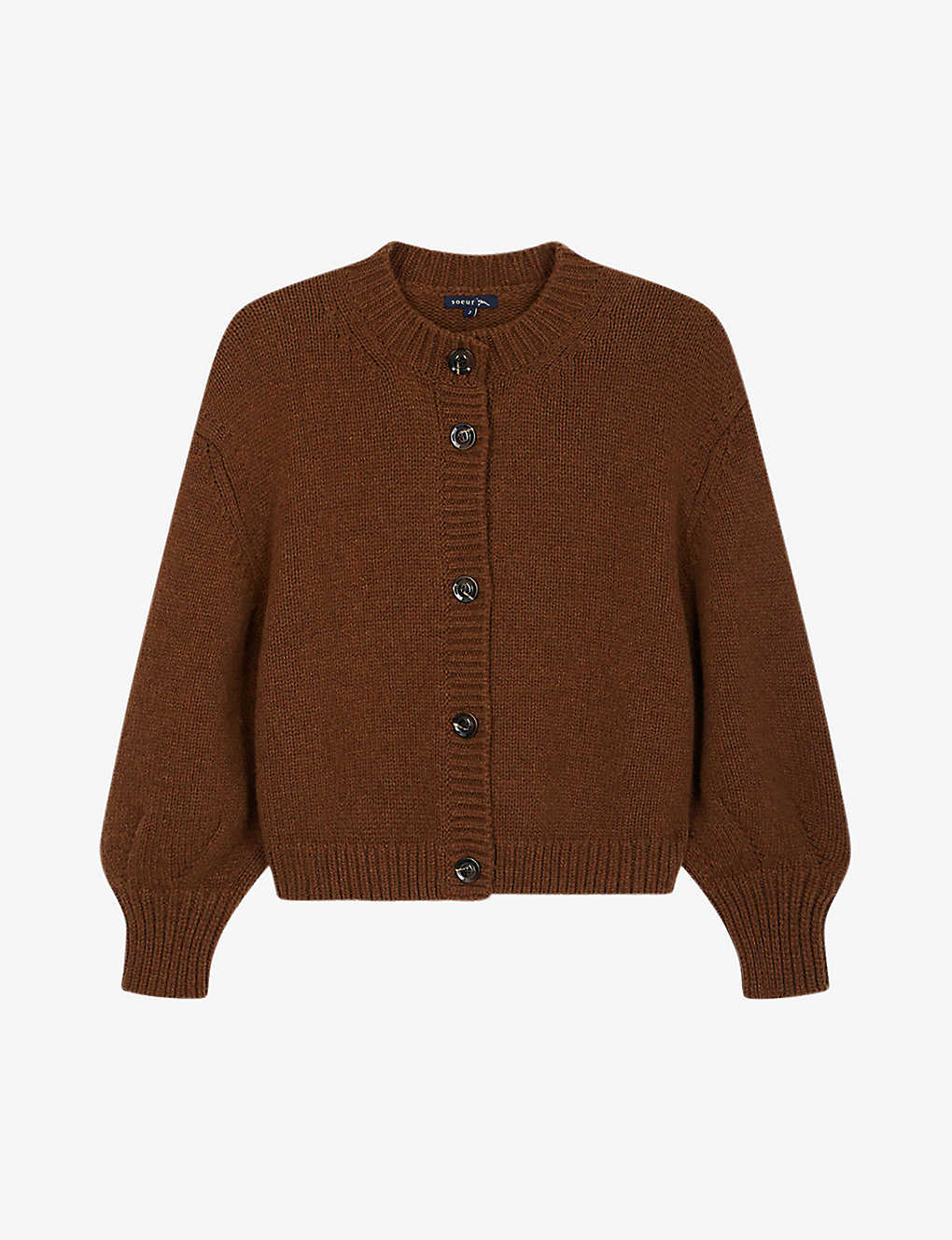 Soeur Leonard Ribbed-trim Wool Cardigan In Brown