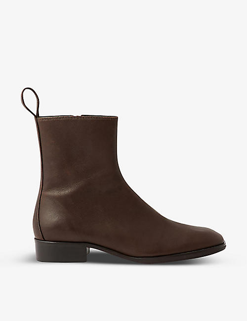 SOEUR: West round-toe smooth-leather heeled ankle boots
