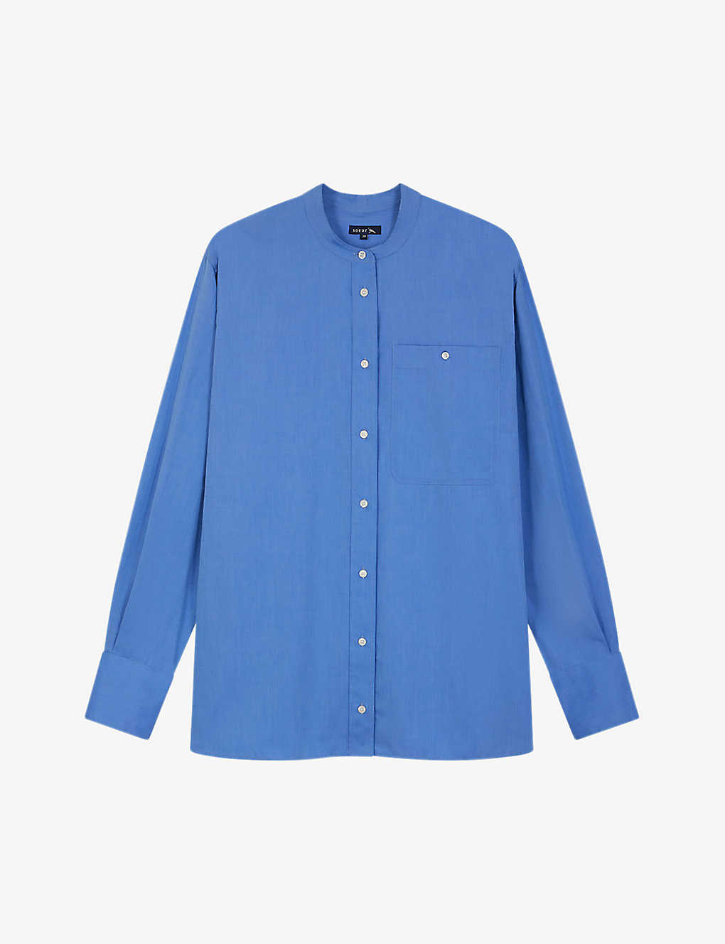 Soeur Womens Blue Vannes Stand-collar Buttoned-cuff Cotton Shirt