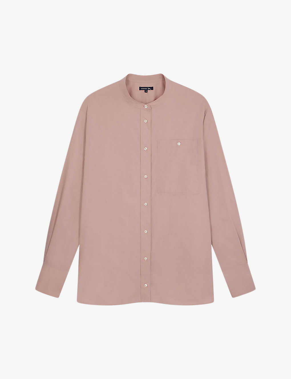 Soeur Vannes Stand-collar Buttoned-cuff Cotton Shirt In Pink
