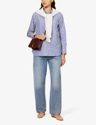 Shop Soeur Women's Print Saphir Striped Cotton Shirt