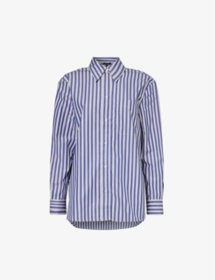 Shop Soeur Women's Print Saphir Striped Cotton Shirt