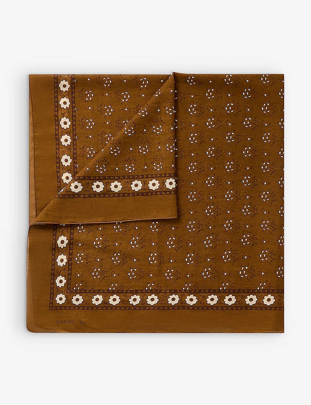 Soeur Floral-pattern Cotton Scarf In Brown/offwhite