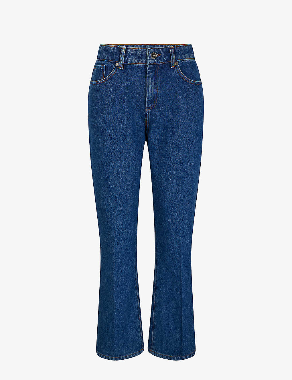 Soeur Womens Blue Francisco Contrast-stitch Straight-leg High-rise Jeans