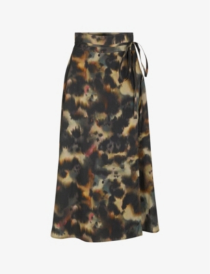 Soeur Womens Print Reine High-rise Graphic-print Cotton Midi Skirt