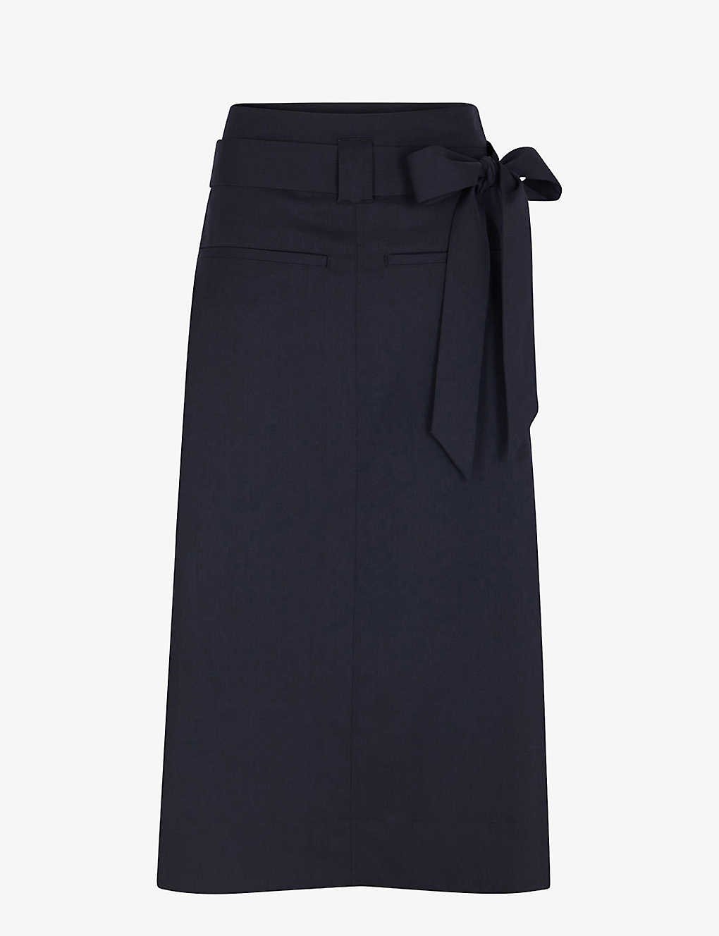 Soeur Womens Blue Versailles Belted Stretch-woven Midi Skirt