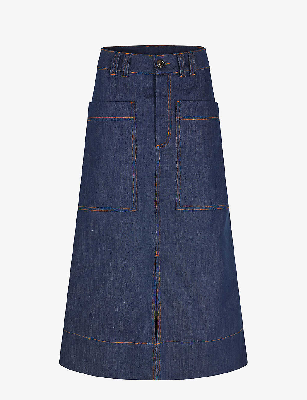 Soeur Womens Blue Volos Pocket-embellished Stretch-denim Maxi Skirt