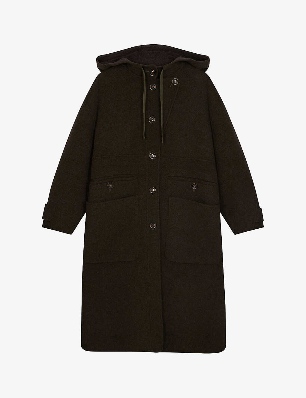 Soeur Raoul Hooded Wool-blend Coat In Khaki/brown