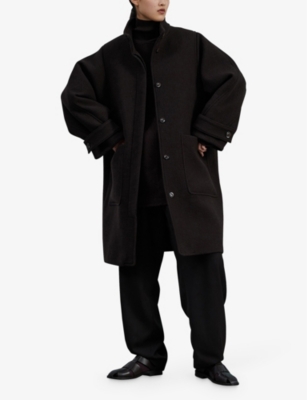 Soeur Womens Brown Villanova High-neck Relaxed-fit Wool-blend Coat In Brown