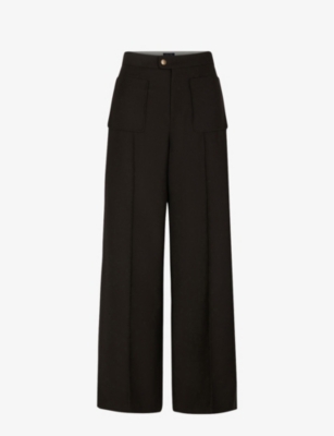 Soeur Womens Brown Harry Wide-leg High-rise Woven Trousers