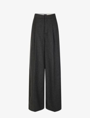Soeur Womens Grey Pegase Wide-leg High-rise Wool Trousers In Grey